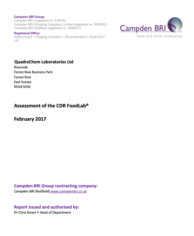 Cd R Food Lab Jr. Training Comparison study between CDR FoodLab® and reference methods for fats ...